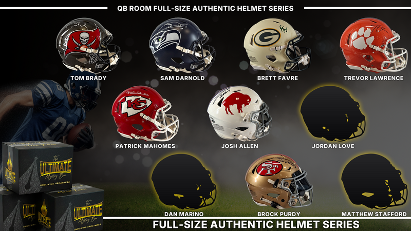 UA headliner graphic — QB Room Full-Size Authentic Helmet Live Break Series