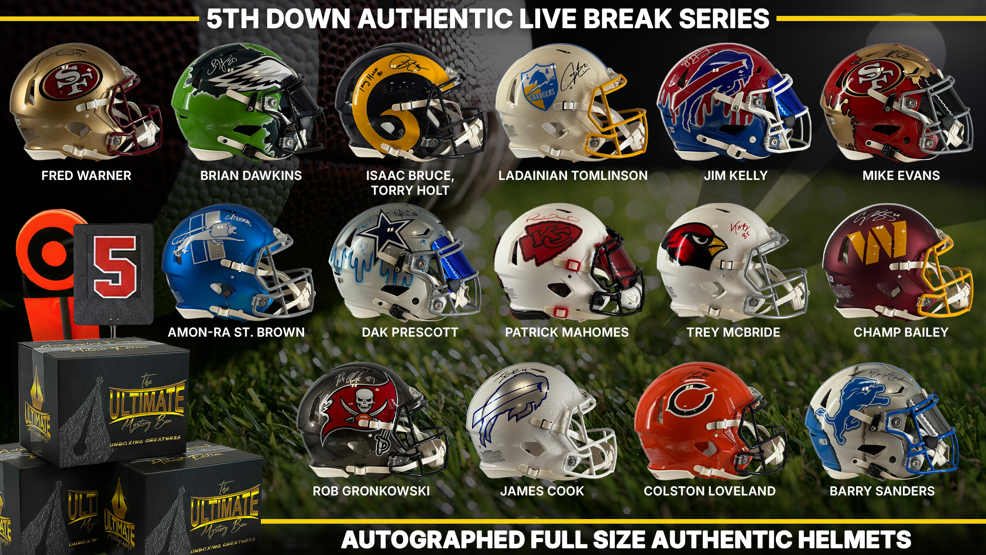32 football teams helmets Fifth Down Autographed Authentic Helmet Live Break Series – Ultimate  Autographs