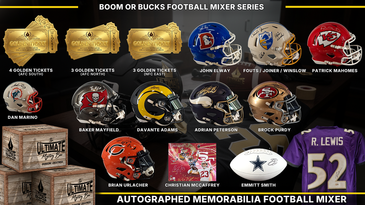 UA headliner graphic — Boom or Bucks Football Mixer Live Break Series