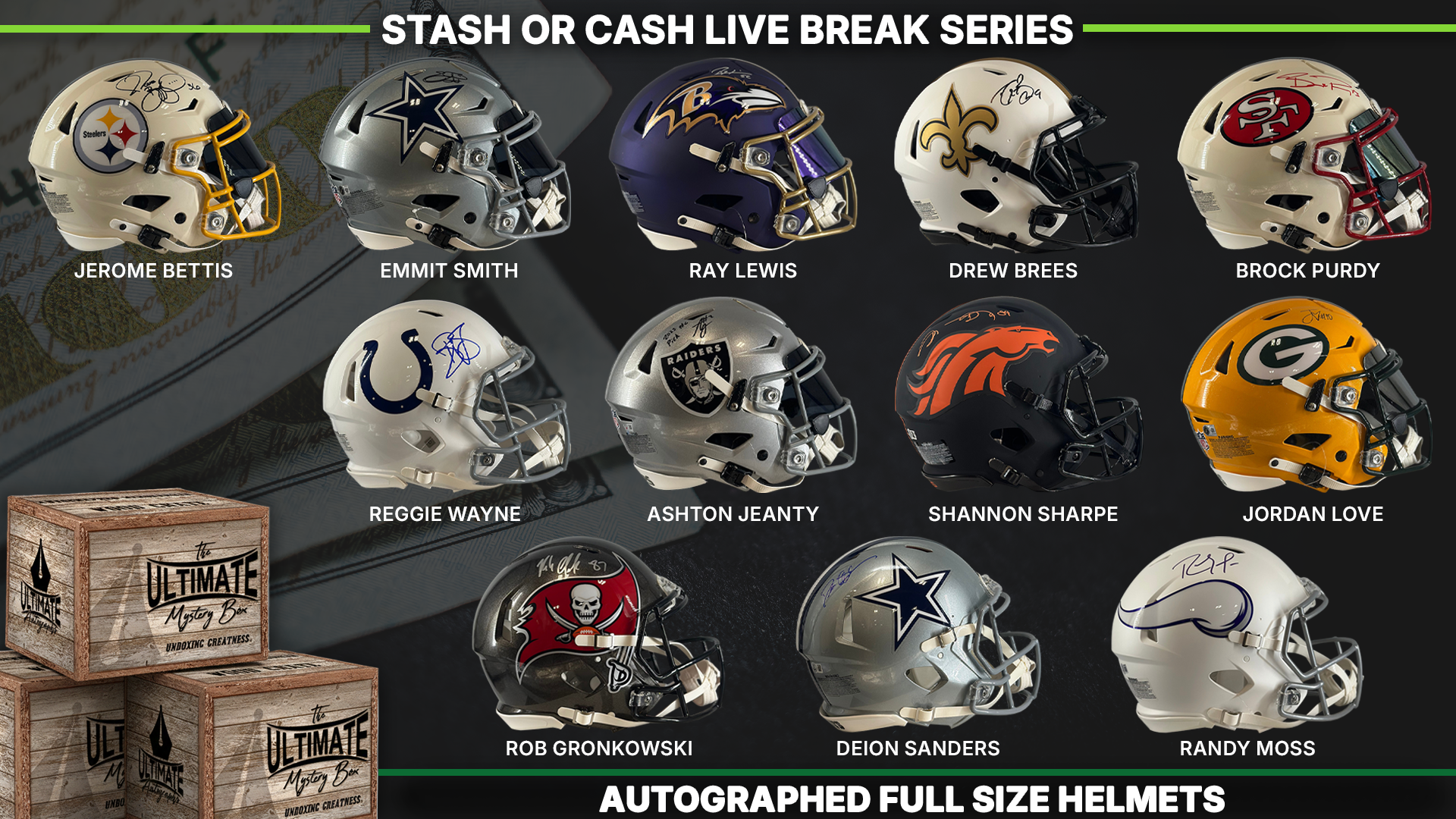 Stash or Cash Full-Size Football Helmet Live Break Series – Ultimate  Autographs