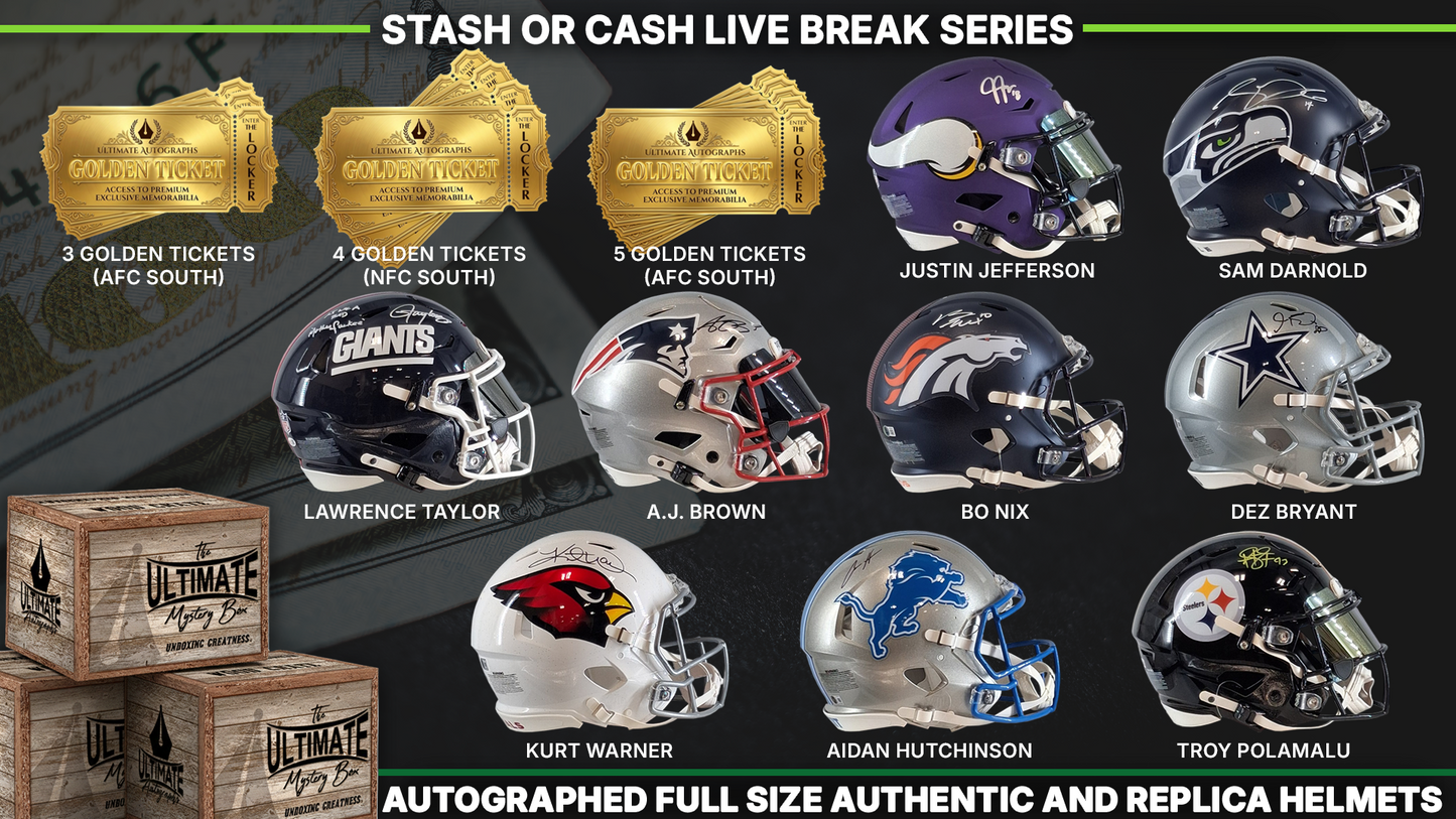 Stash or Cash Full-Size Authentic and Replica Football Helmet Live Break Series