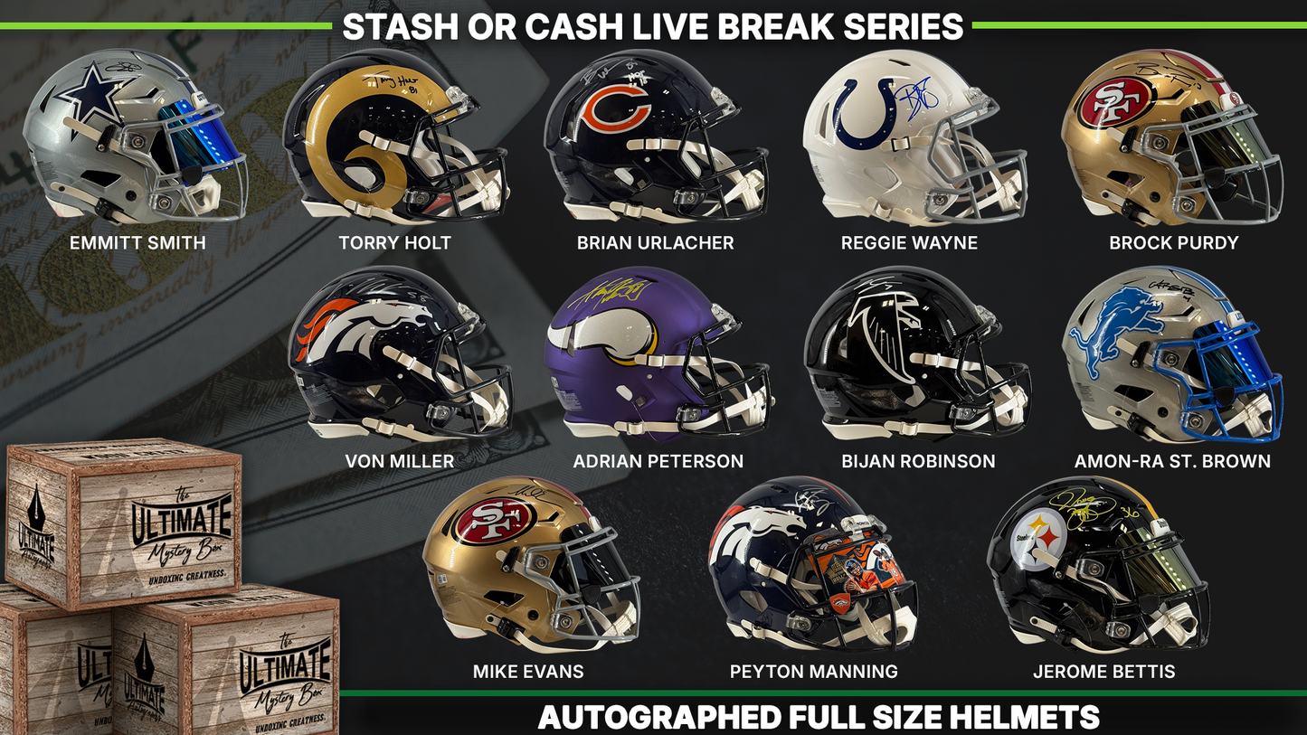 Stash or Cash Full-Size Football Helmet Live Break Series