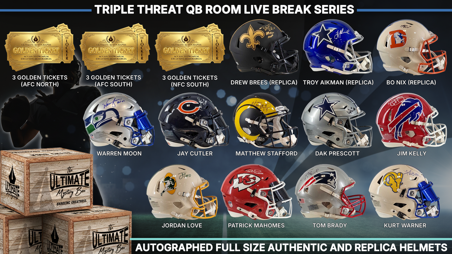 Triple Threat QB Room Full-Size Replica and Authentic Helmet Live Break Series