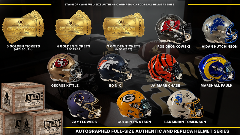 UA headliner graphic — Stash or Cash Full-Size Authentic and Replica Football Helmet Live Break Series