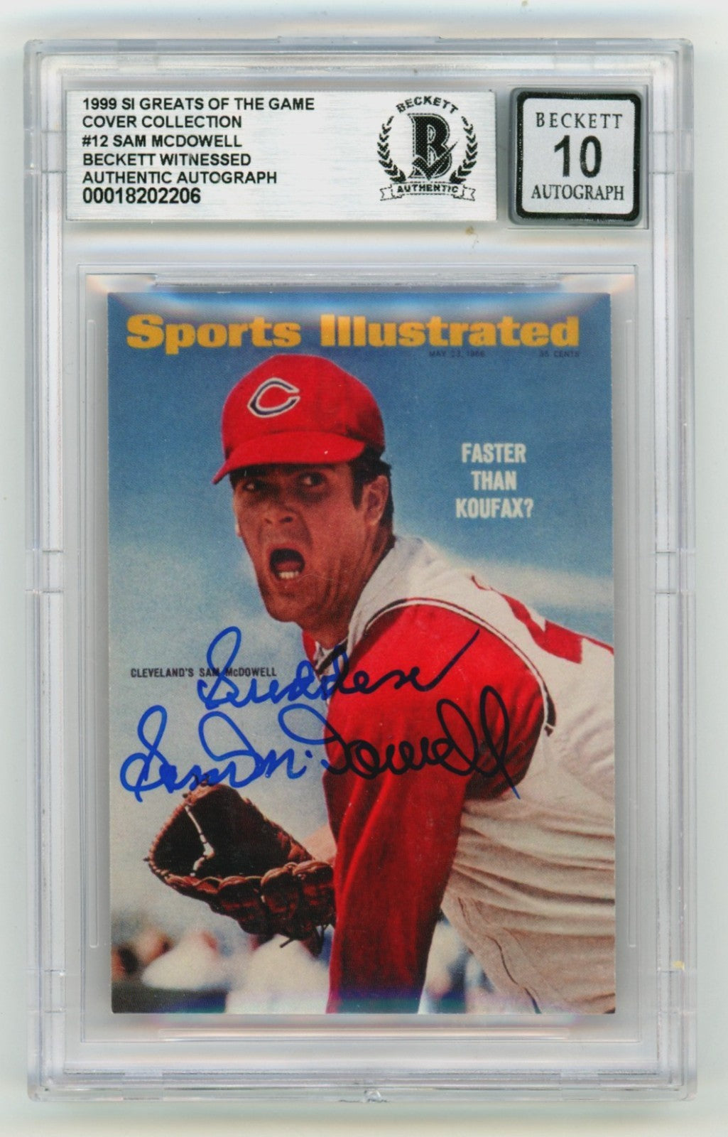 Sam McDowell Autographed 1999 Fleer Greats of the Game Card (BGS 10 Auto)