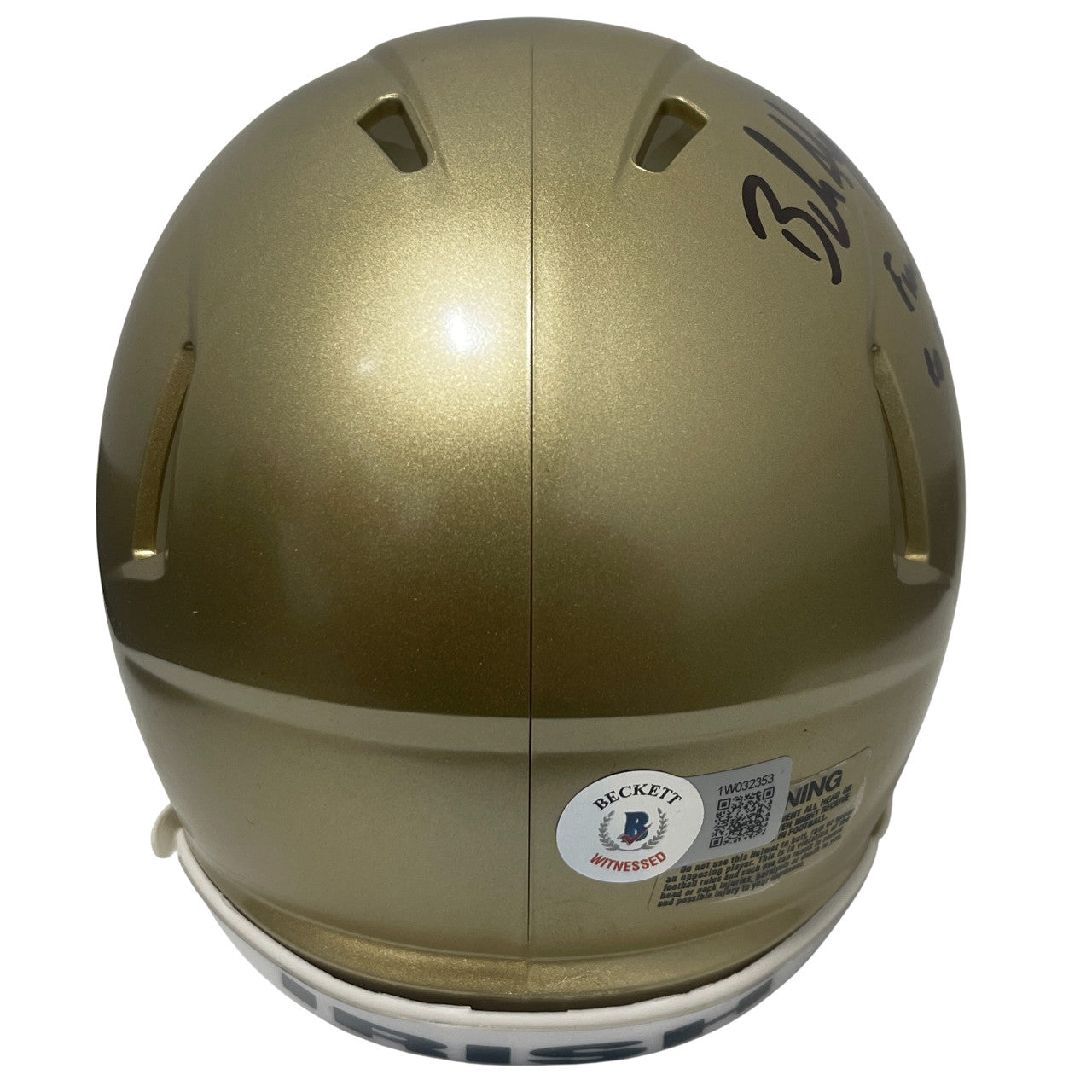 Brandon Aubrey Notre Dame Signed Mini Helmet "Futbol to Football" BAS