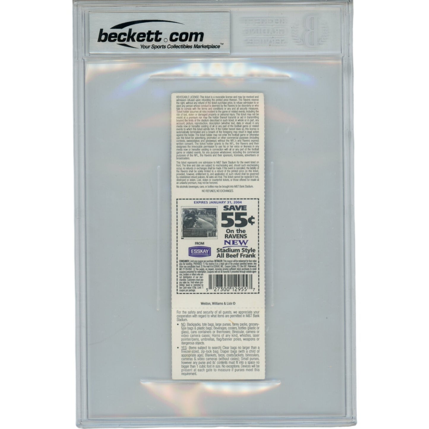 Ray Lewis Autographed Baltimore Ravens 11/02/03 Full Ticket Stub