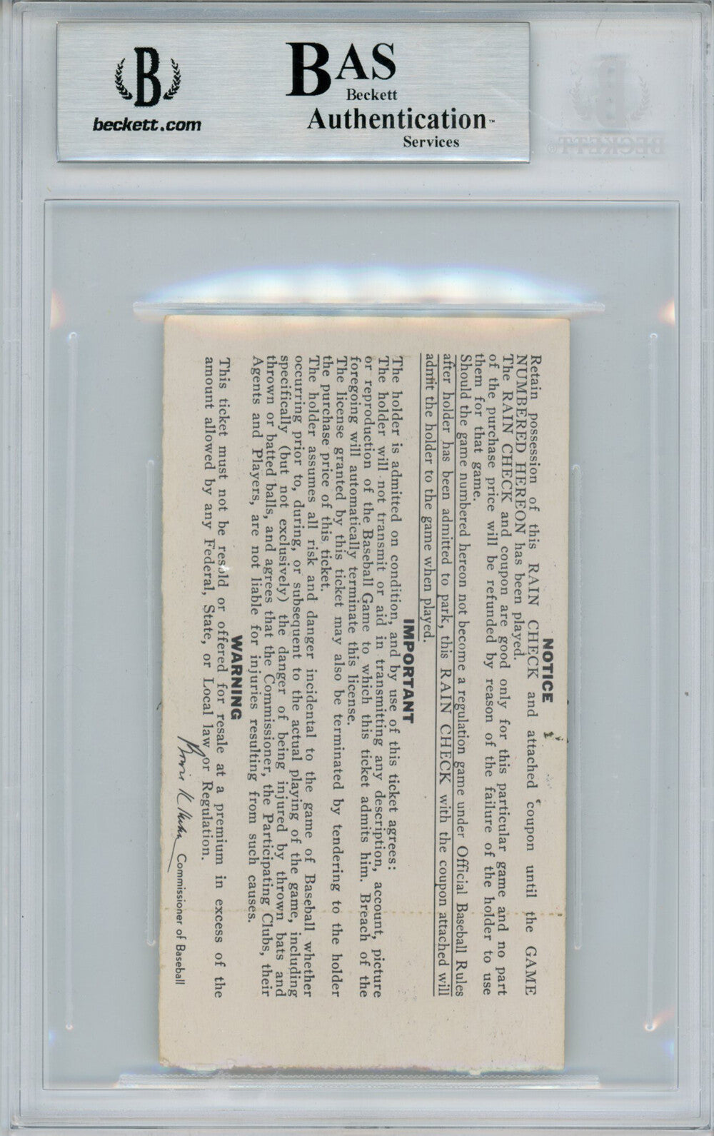 Brooks Robinson Signed 1970 World Series Game 1 Ticket Stub - BAS Slabbed