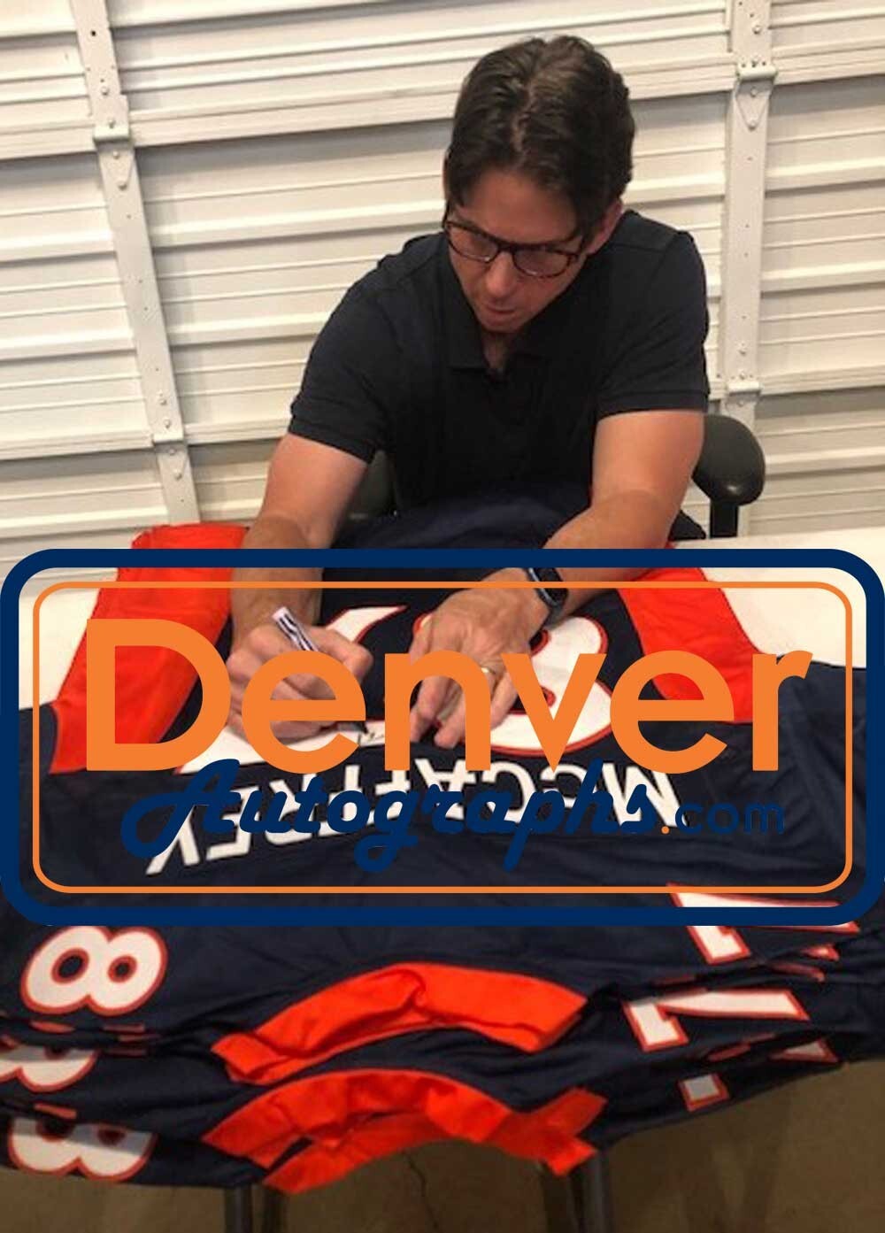 Ed McCaffrey Autographed Denver Broncos Navy Pro Style Jersey