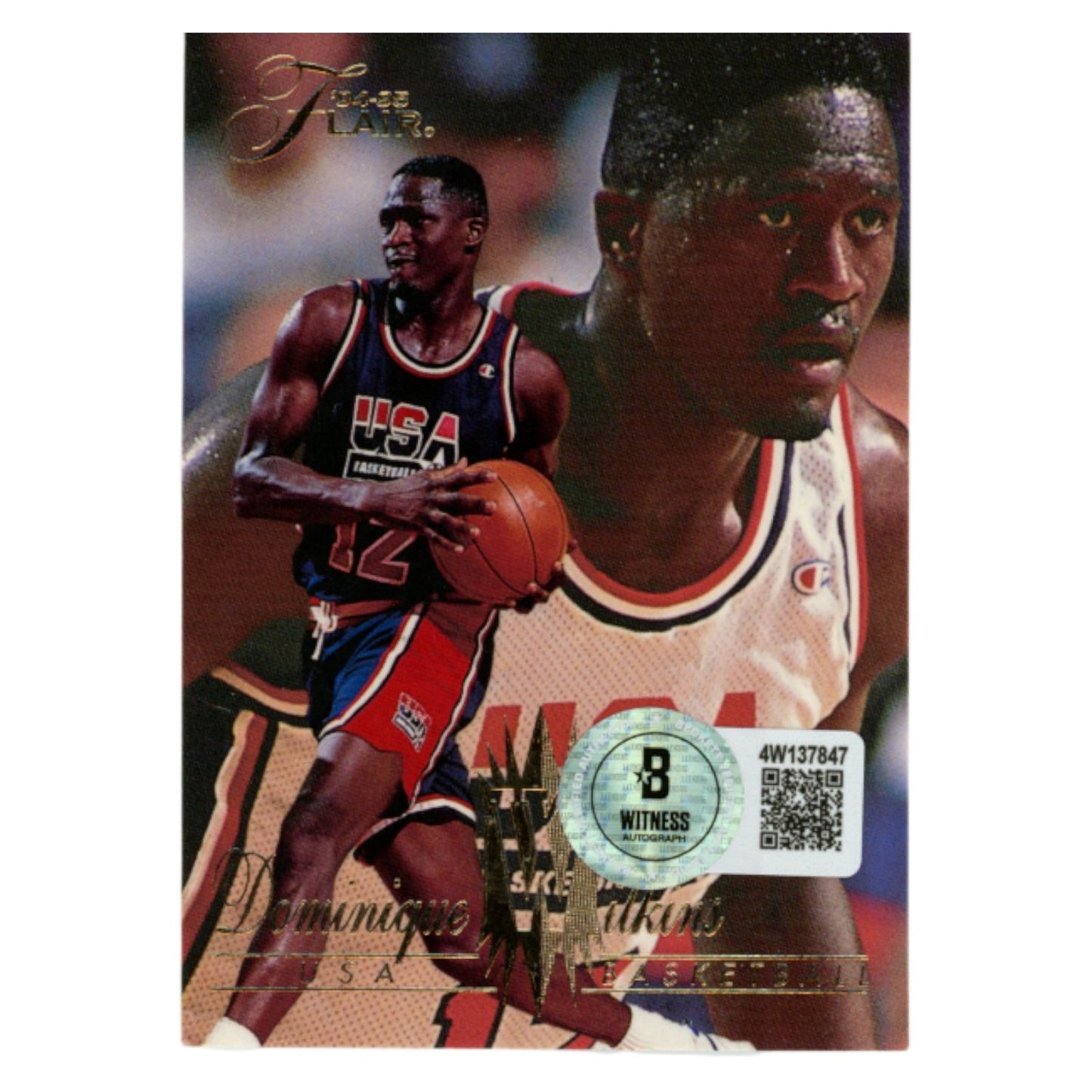Dominique Wilkins Autographed 1994 Flair #172 Trading Card - Signed on Back