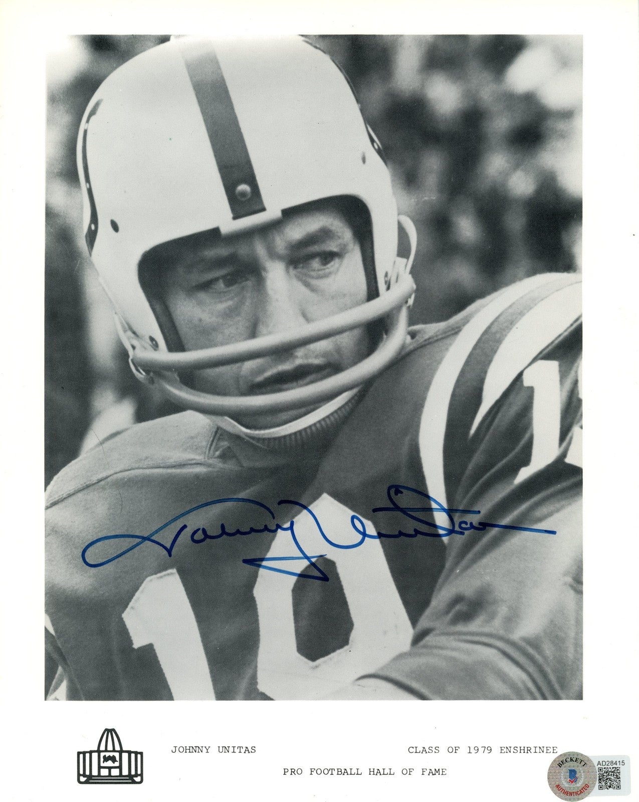 Johnny Unitas Signed Baltimore Colts 8x10 Photo