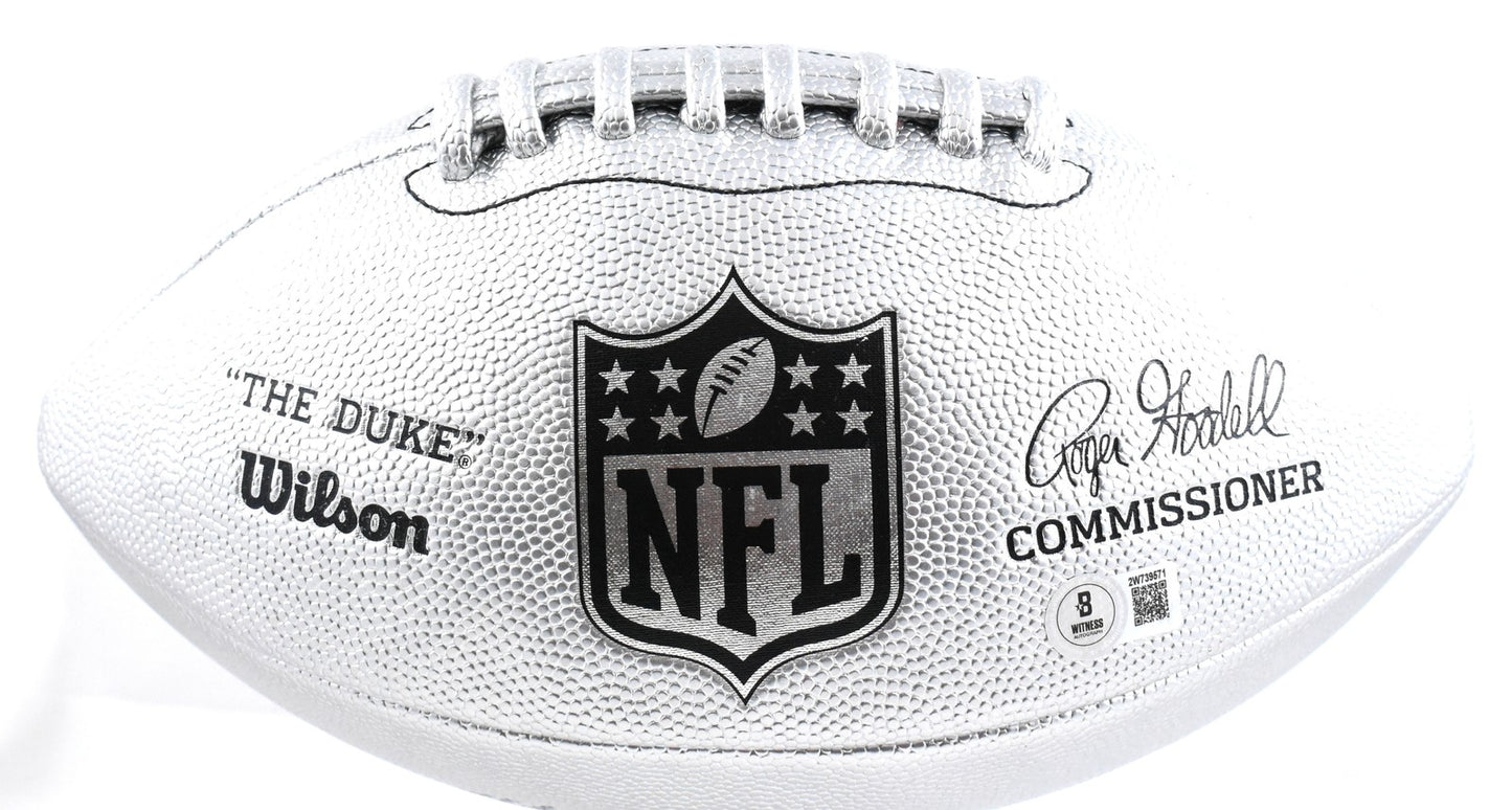 Michael Strahan Signed New York Giants Silver Replica Duke Football
