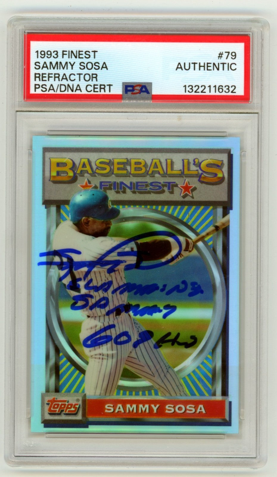 Sammy Sosa Signed 1993 Topps Finest #79 Refractor Card PSA Auto