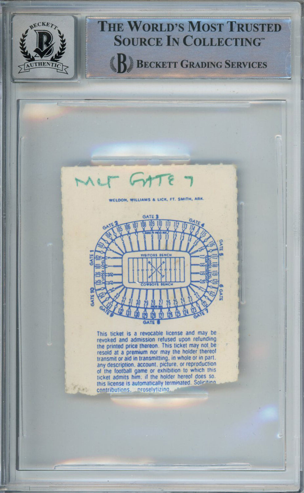 Tony Dorsett Signed 11/20/1983 Cowboys vs. Chiefs Ticket Stub Beckett Slab