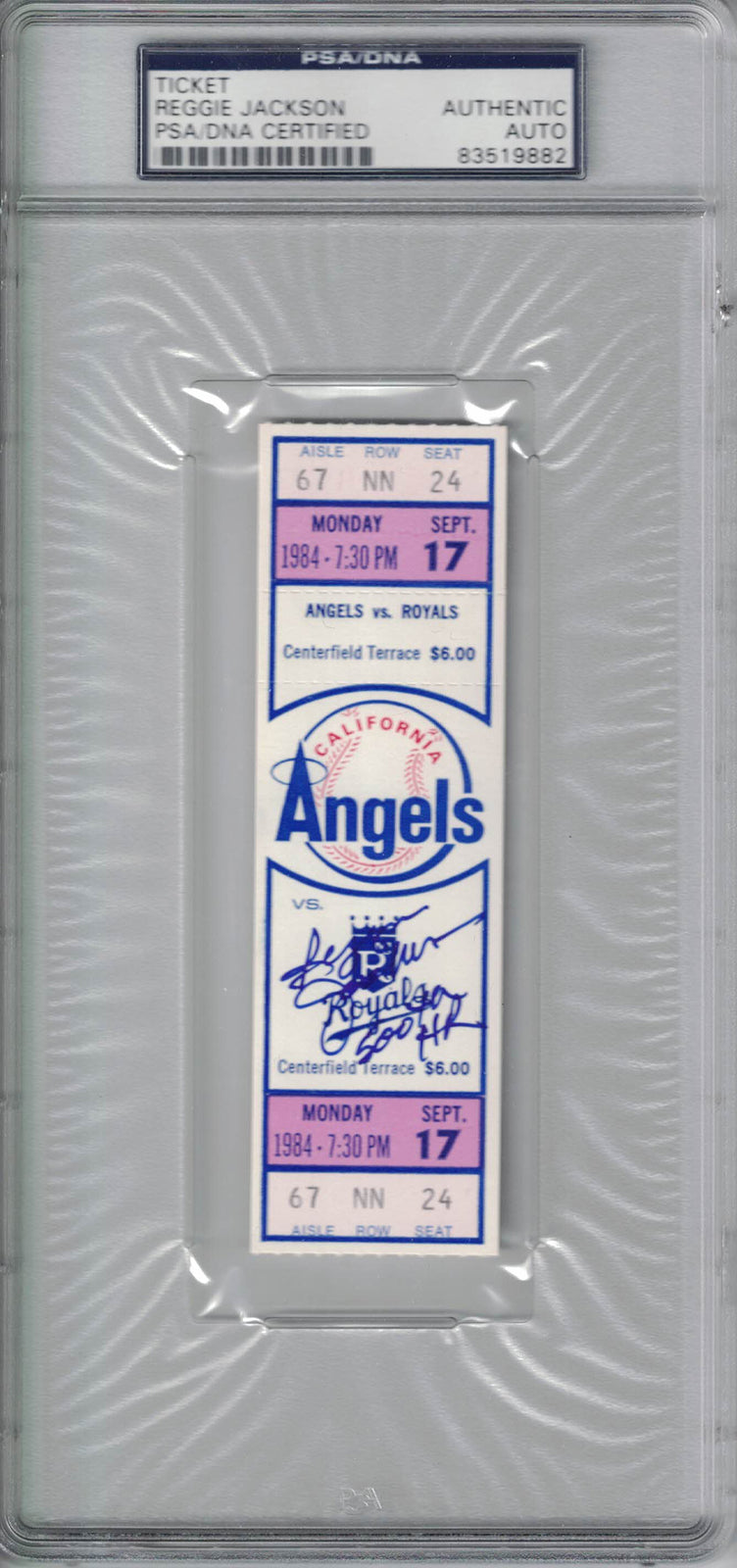 Reggie Jackson Autographed California Angels 500th Home Run Game Ticket