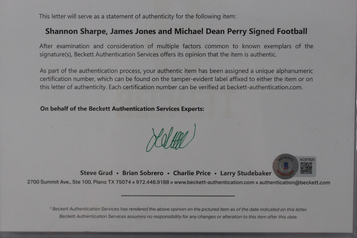 Shannon Sharpe, James Jones & Michael Dean Perry Signed Broncos Mini Football