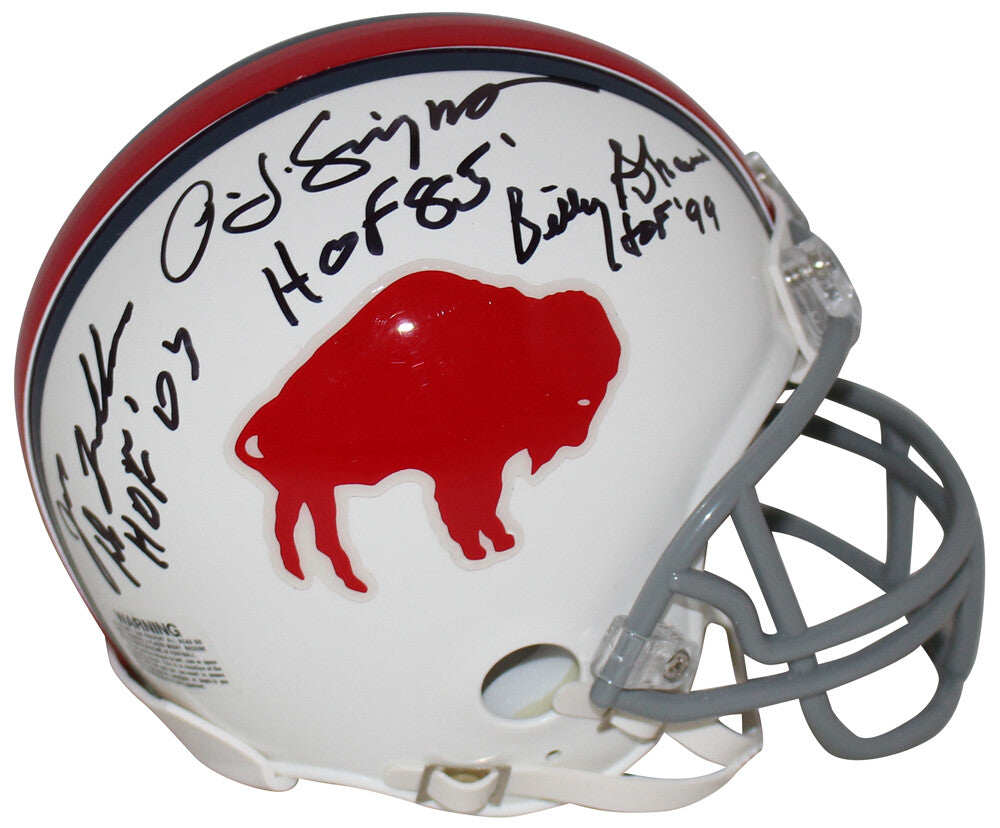O.J. Simpson, Joe Delamielleure & Billy Shaw Signed Buffalo Bills Mini Helmet
