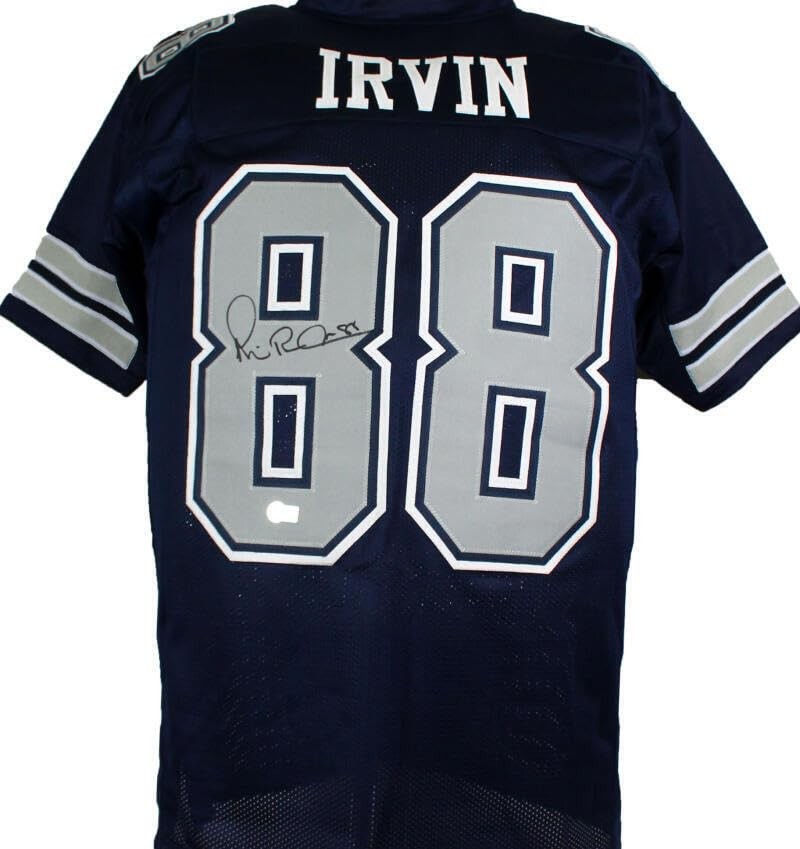 Michael Irvin Autographed Blue and Grey Custom Jersey
