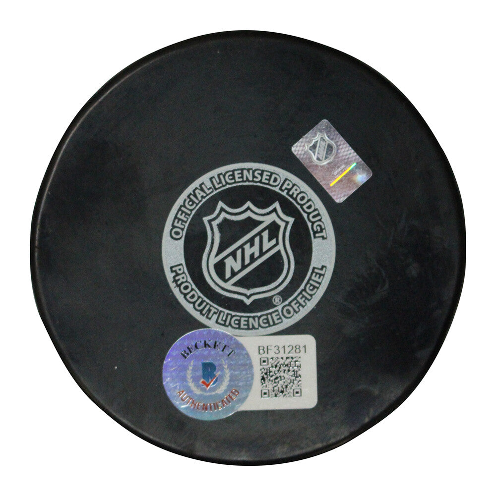 Gabriel Landeskog Signed Colorado Avalanche SC Champs Logo Puck (BAS)