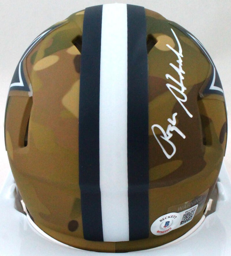 Roger Staubach Autographed Dallas Cowboys Camo Mini Helmet