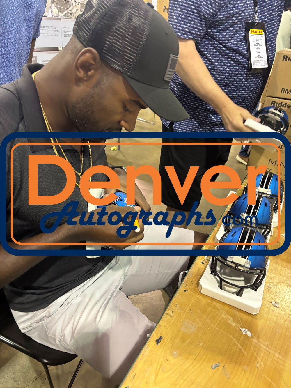 Calvin Johnson Autographed Detroit Lions 2024 Alternate Mini Helmet