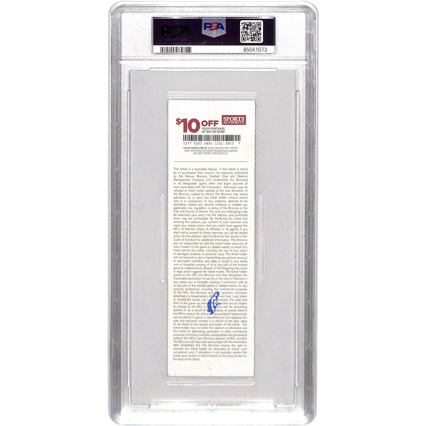 Von Miller Signed Denver Broncos NFL Debut Ticket Stub PSA 8/8