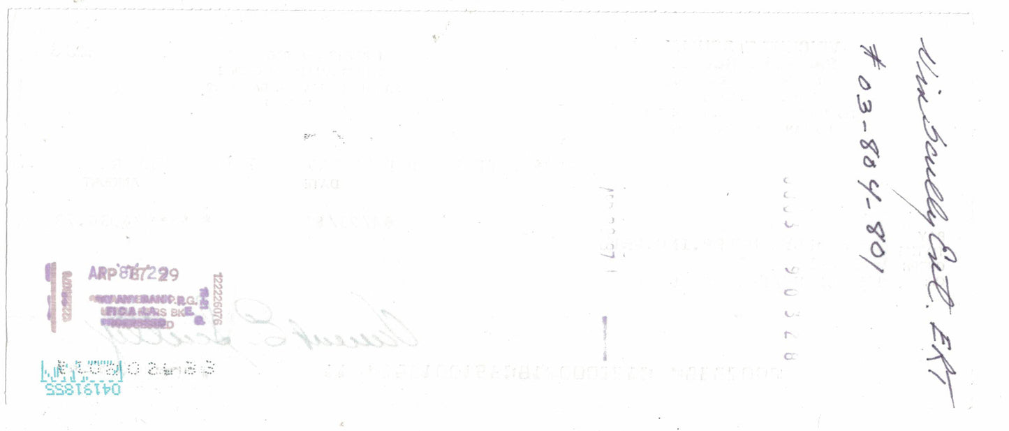 Vin Scully Signed 1987 First Interstate Bank Check