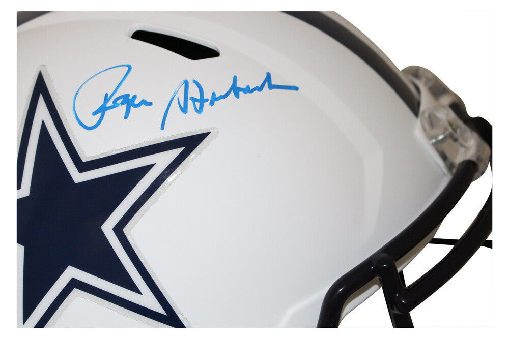 Roger Staubach Signed Dallas Cowboys Full Size Flat White Replica Helmet