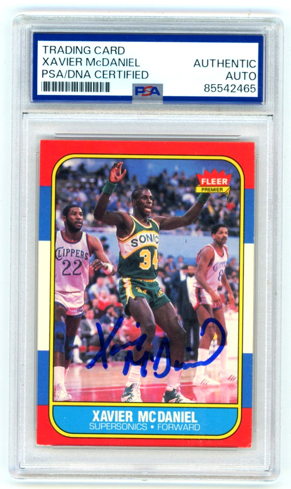Xavier McDaniel Signed 1986-87 Fleer #72 Rookie Card PSA Authentic