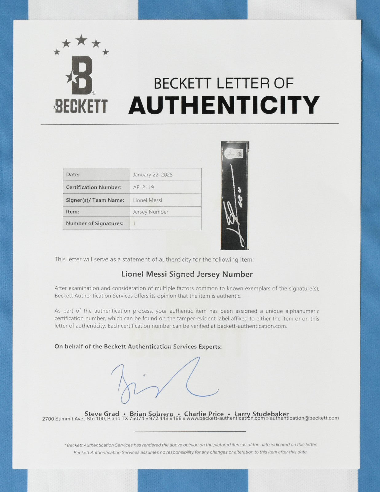 Lionel Messi Autographed Argentina Home Jersey