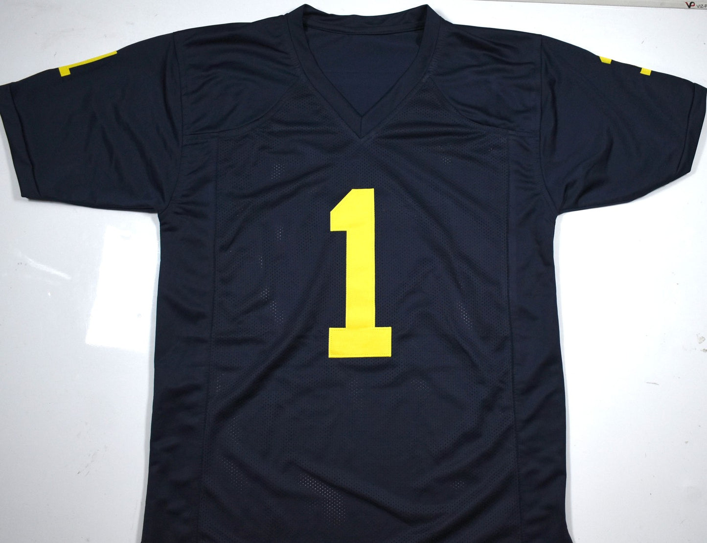 Roman Wilson Signed Blue Custom College Style Jersey
