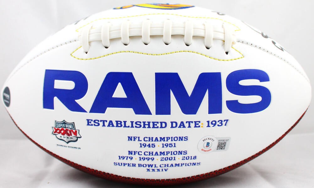 Eric Dickerson Signed Los Angeles Rams Logo Football Inscribed HOF 99