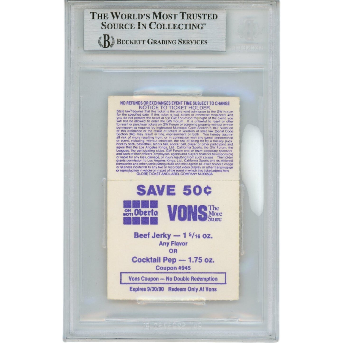 Magic Johnson Autographed Los Angeles Lakers 12/5/89 Ticket Stub BAS Slabbed