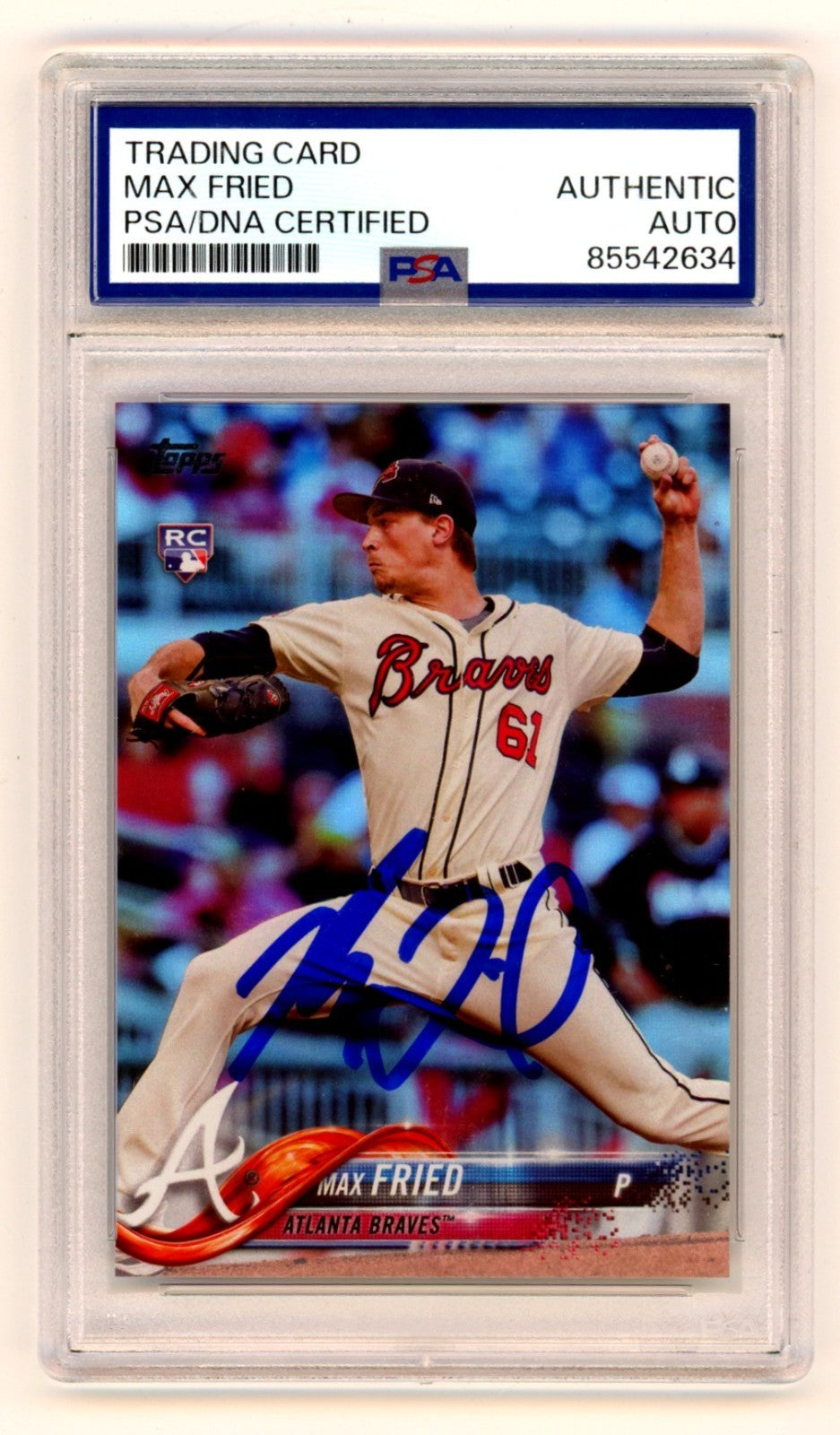 Max Fried Signed 2018 Topps Series 1 Foil Rookie Card #316 - PSA