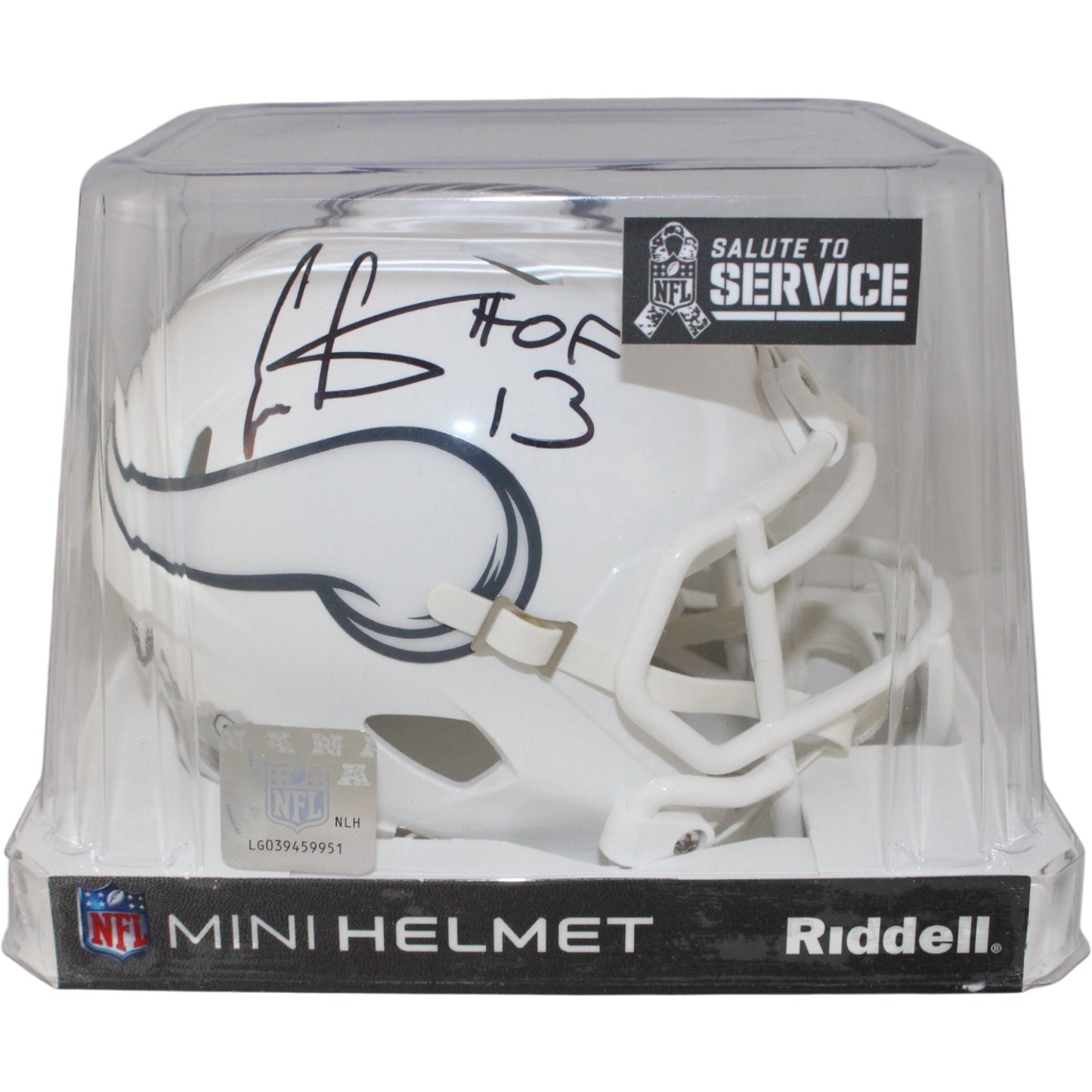 Cris Carter Minnesota Vikings 2024 Salute to Service HOF Signed Mini Helmet
