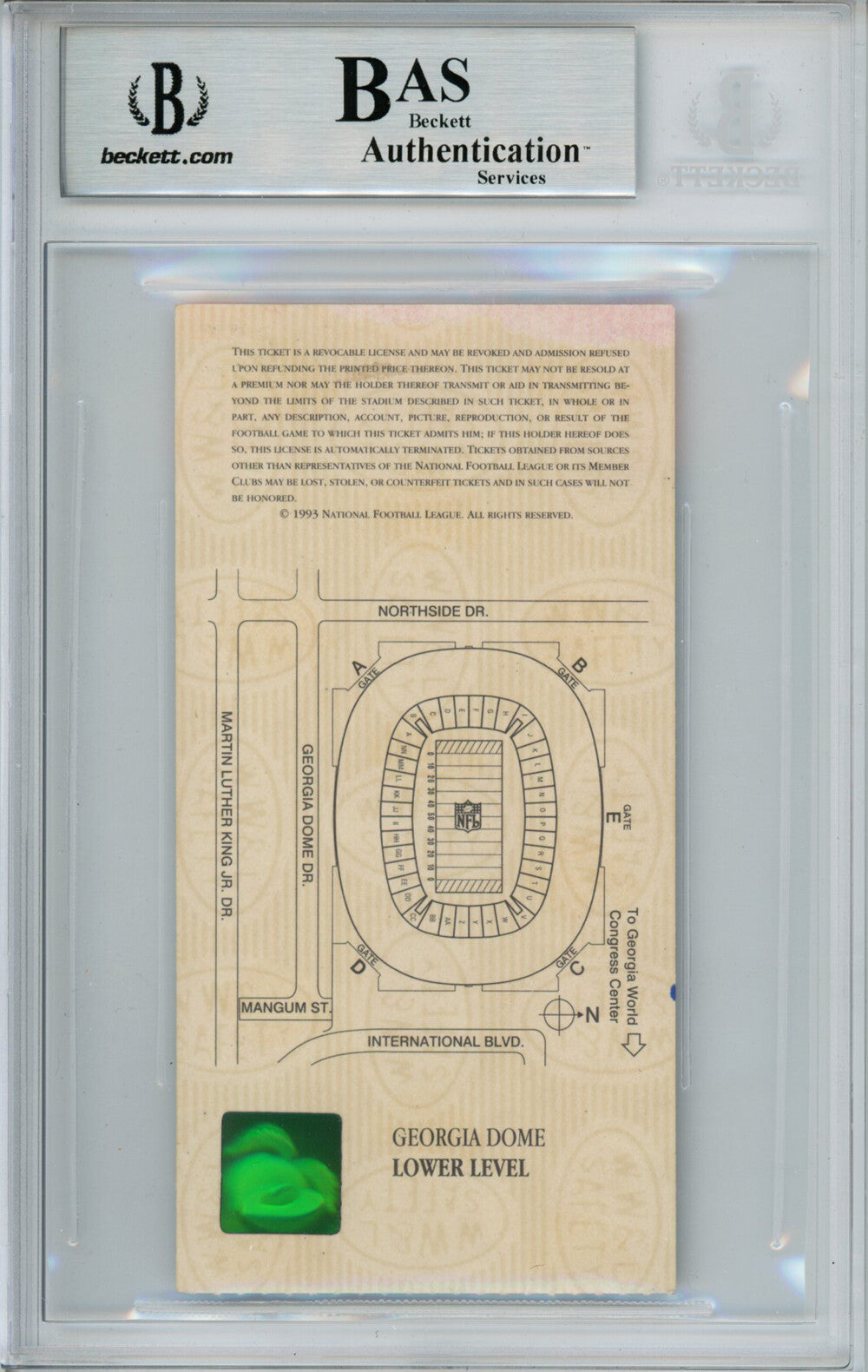 Emmitt Smith Signed Super Bowl XXVIII Ticket Stub (SB MVP) Beckett Slabbed