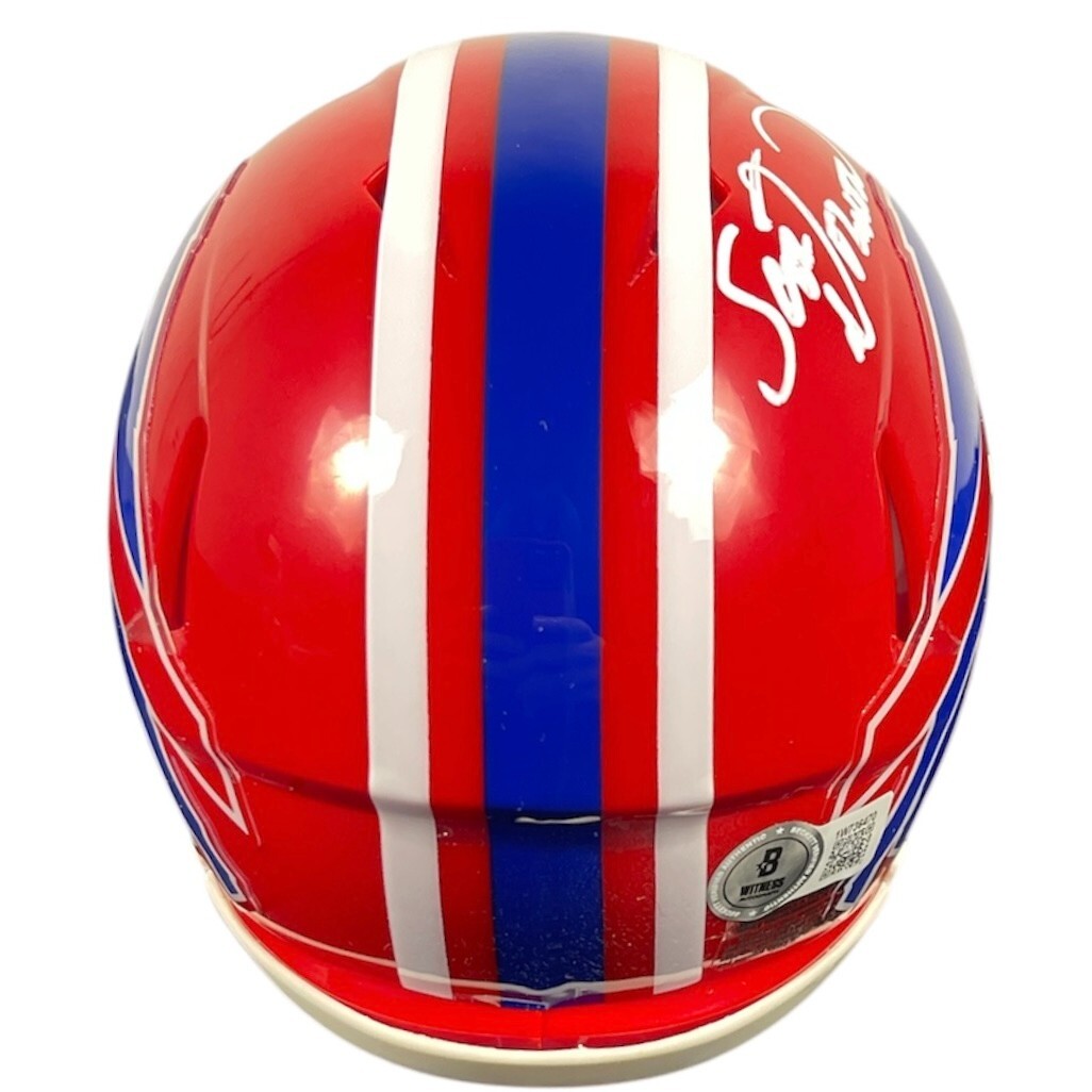 Scott Norwood Signed Buffalo Bills Throwback Mini Helmet (Beckett COA)