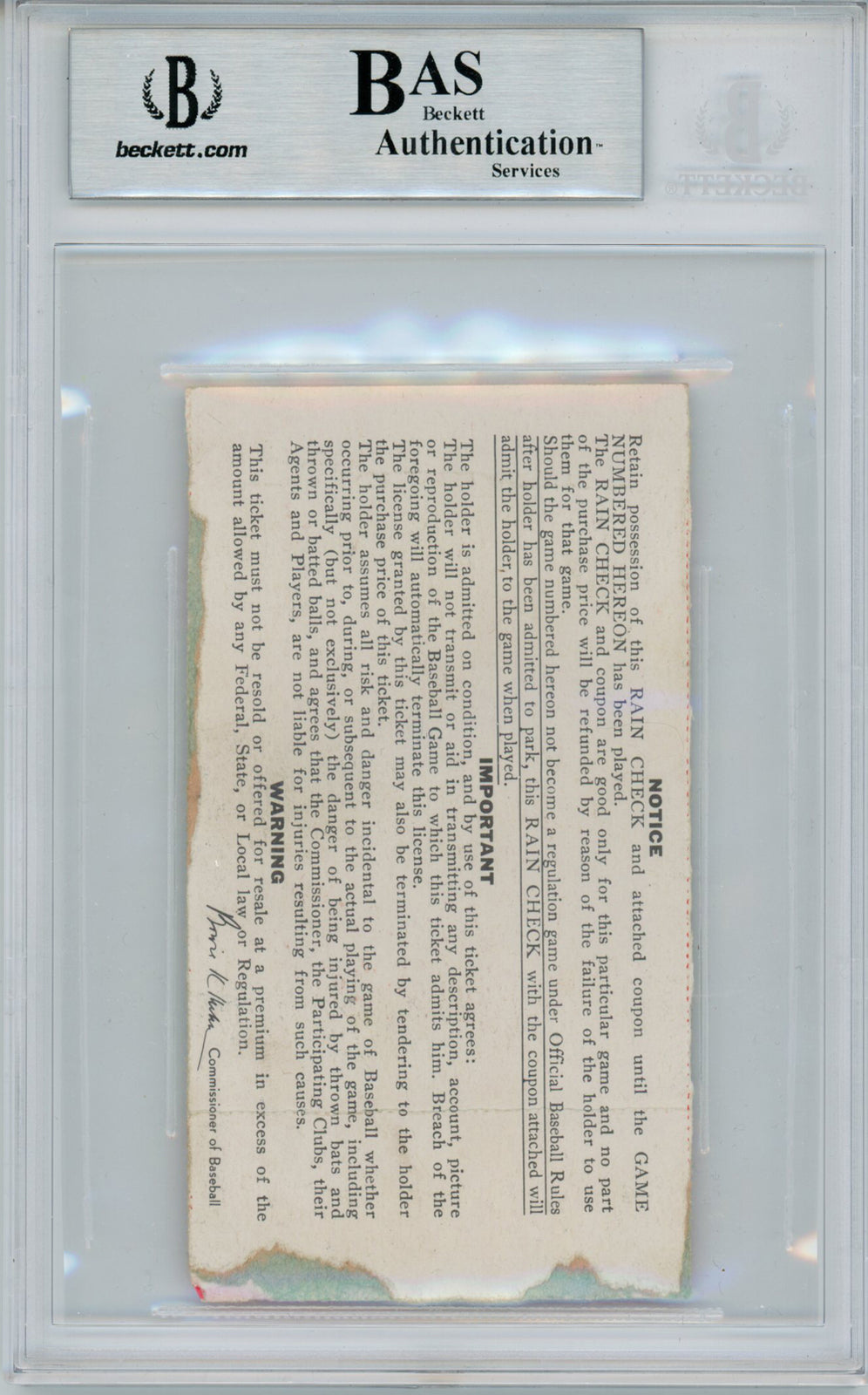 Brooks Robinson Signed 1970 World Series Ticket Game 2 BAS Slabbed