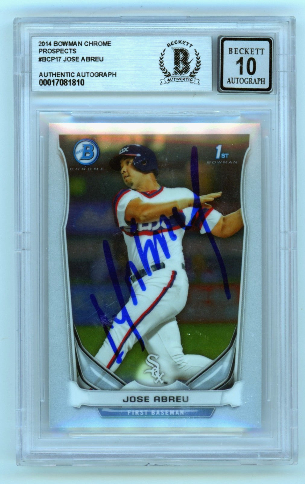 Jose Abreu Signed 2014 Bowman Chrome 1st Rookie Card BGS 10 Auto