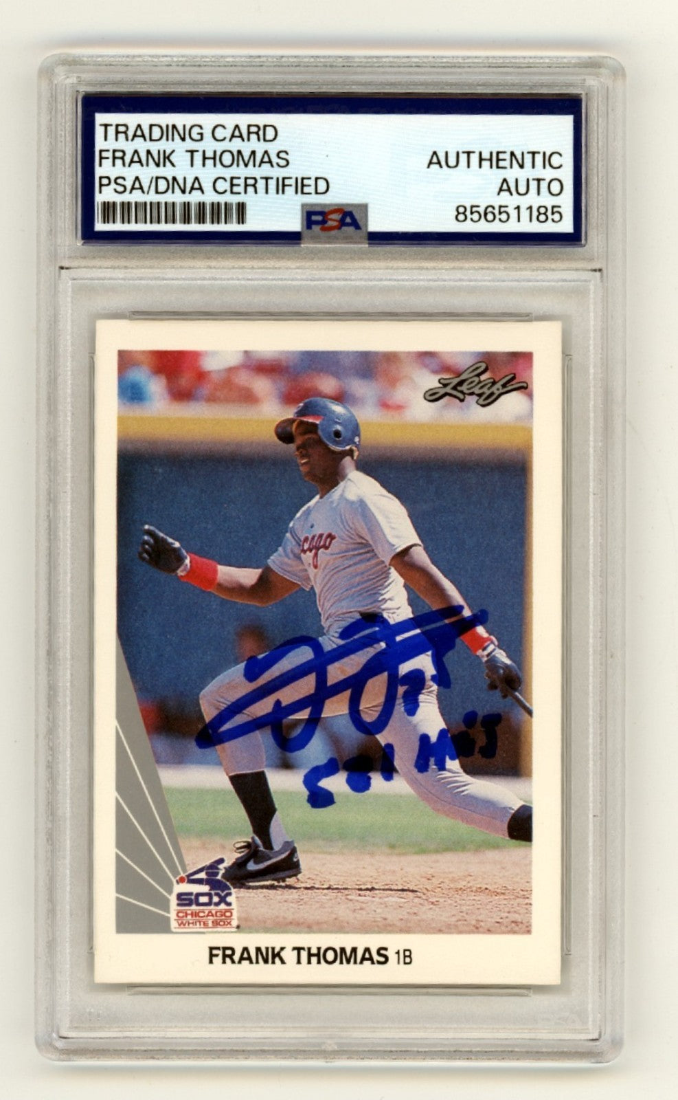 Frank Thomas Signed 1990 Leaf #300 Rookie Card w/ 521 HR's Inscription PSA