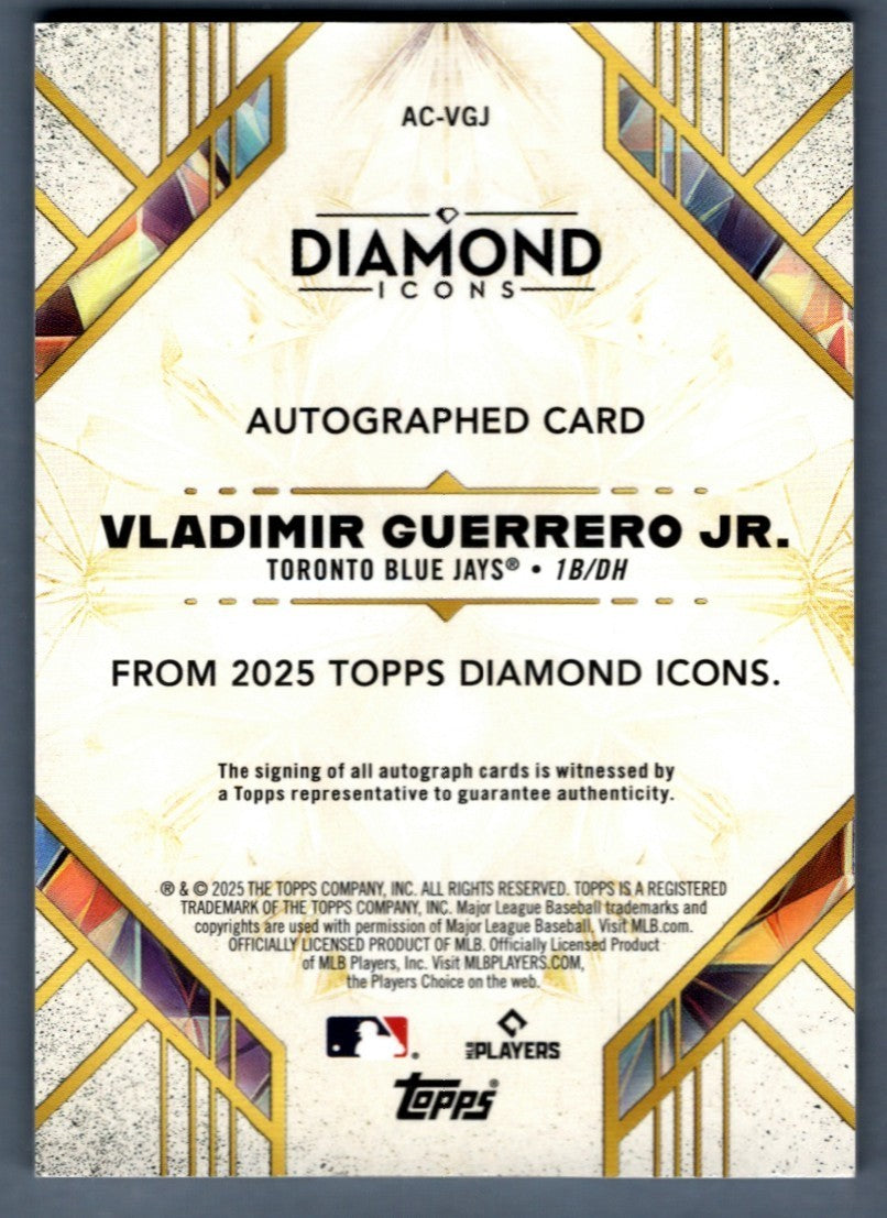 Vladimir Guerrero Jr. Signed 2025 Topps Diamond Icons Gold Parallel 1/1 Card
