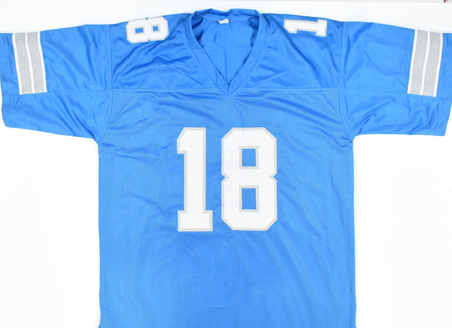 Isaac TeSlaa Autographed Detroit Lions Custom Style Jersey (Blue)