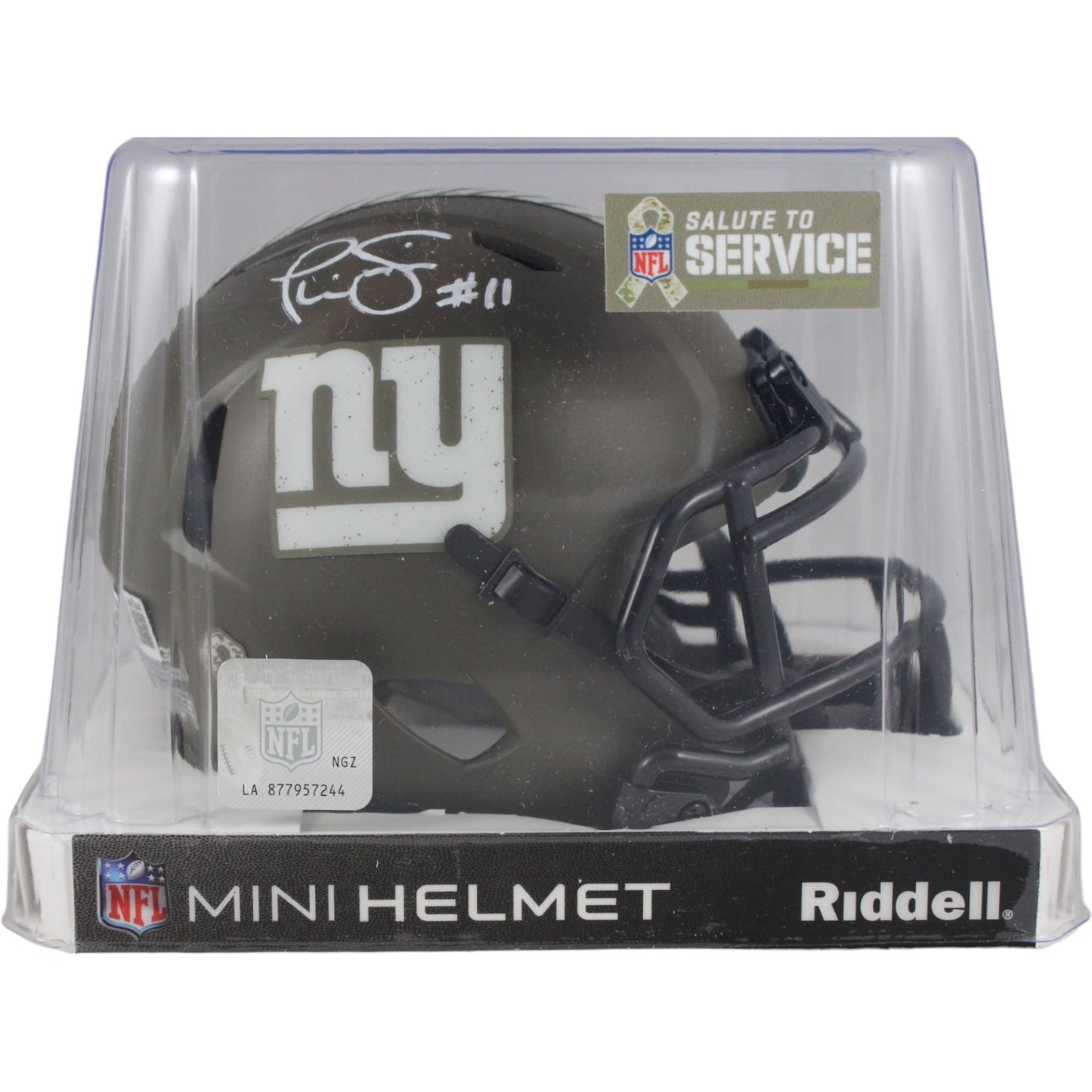Phil Simms New York Giants Autographed Salute to Service Mini Helmet