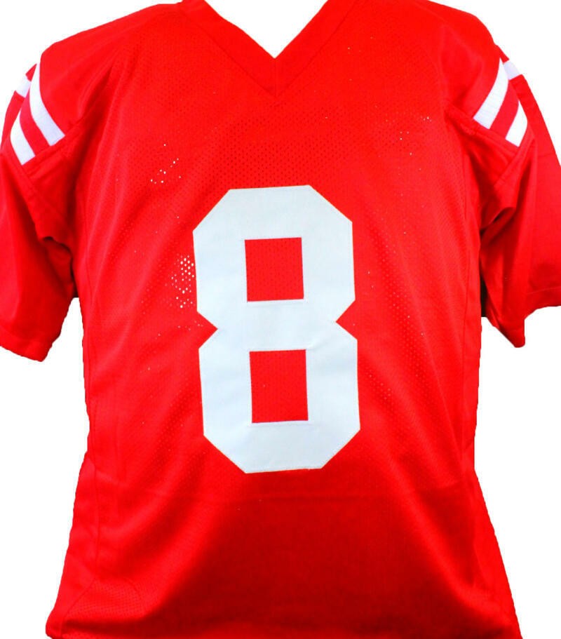 Elijah Moore Signed Red Custom College Style Jersey