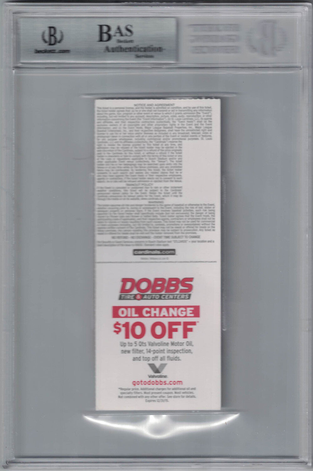 Stephen Piscotty Signed St. Louis Cardinals 1st MLB HR Ticket - BAS Slab