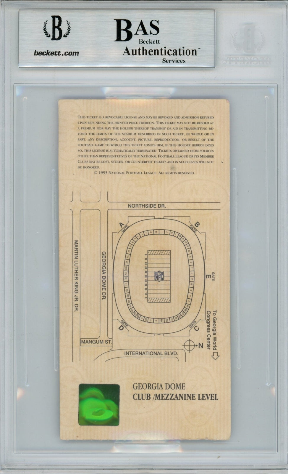 Emmitt Smith Signed Super Bowl XXVIII Ticket Stub Dallas Cowboys BAS Slab