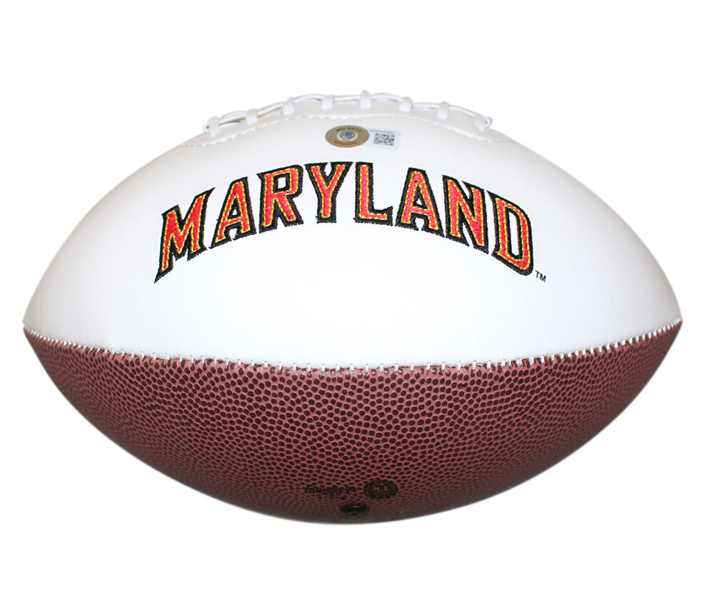Rakim Jarrett Autographed Maryland Terrapins White Logo Football (Beckett)