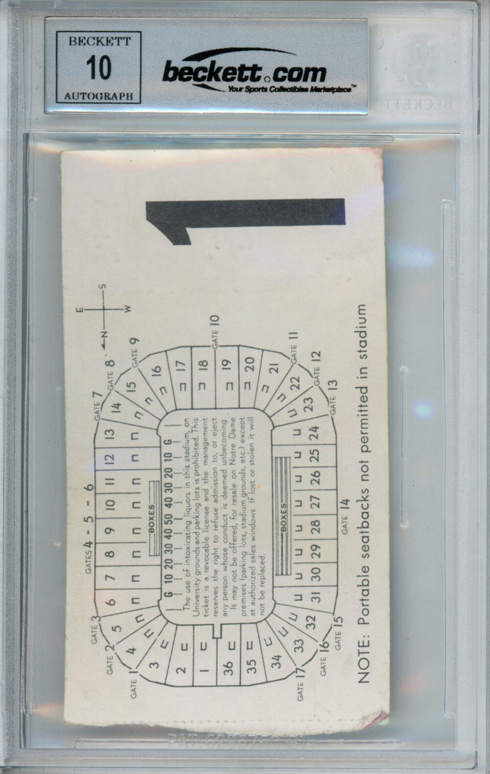 Tony Dorsett Signed 1976 Pittsburgh vs Notre Dame Ticket Stub BAS Slab