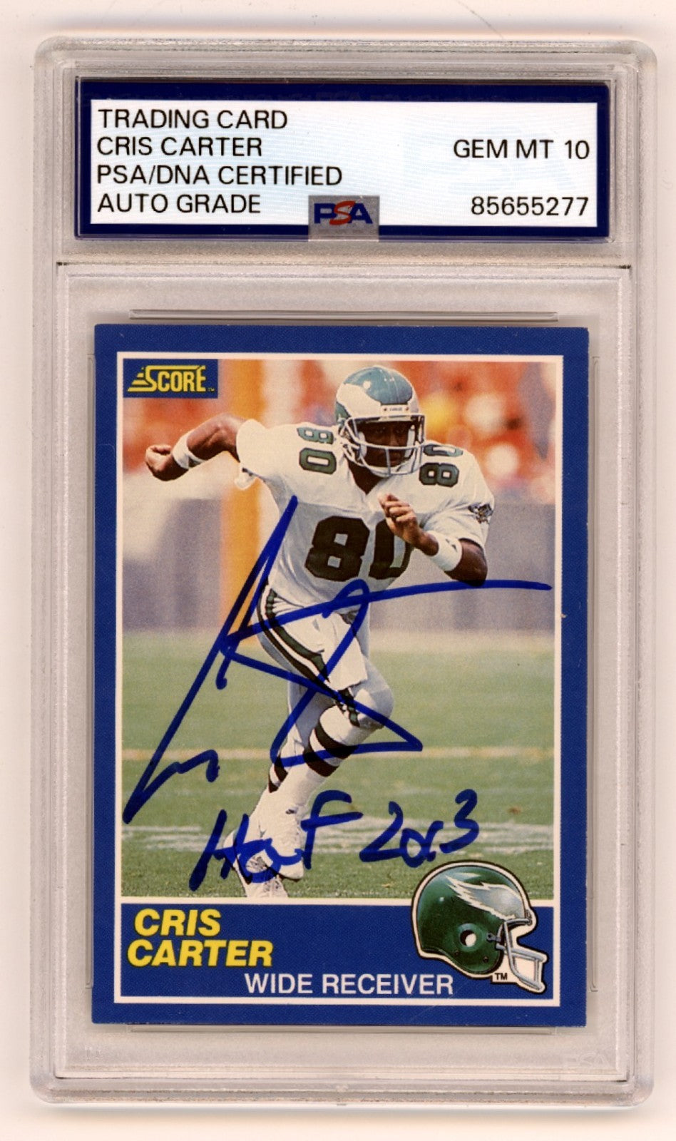 Cris Carter Signed 1989 Score Rookie Card #72 HOF 13 - PSA 10 Auto