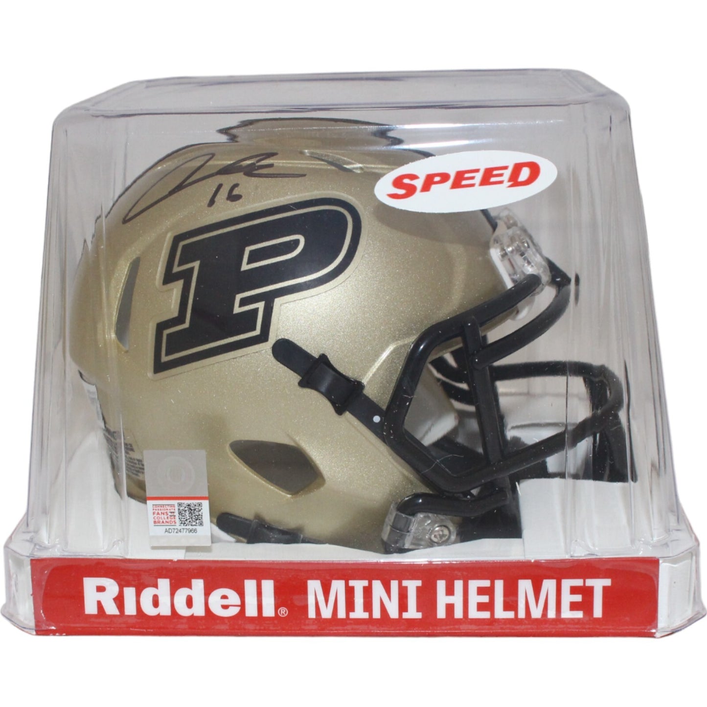 Aidan O'Connell Signed Purdue Boilermakers Gold Mini Helmet (BAS)